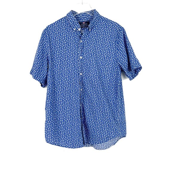 Vineyard Vines Other - Vineyard Vines Short-Sleeve Woodblock Floral Slim Murray Shirt Blue Size Large L